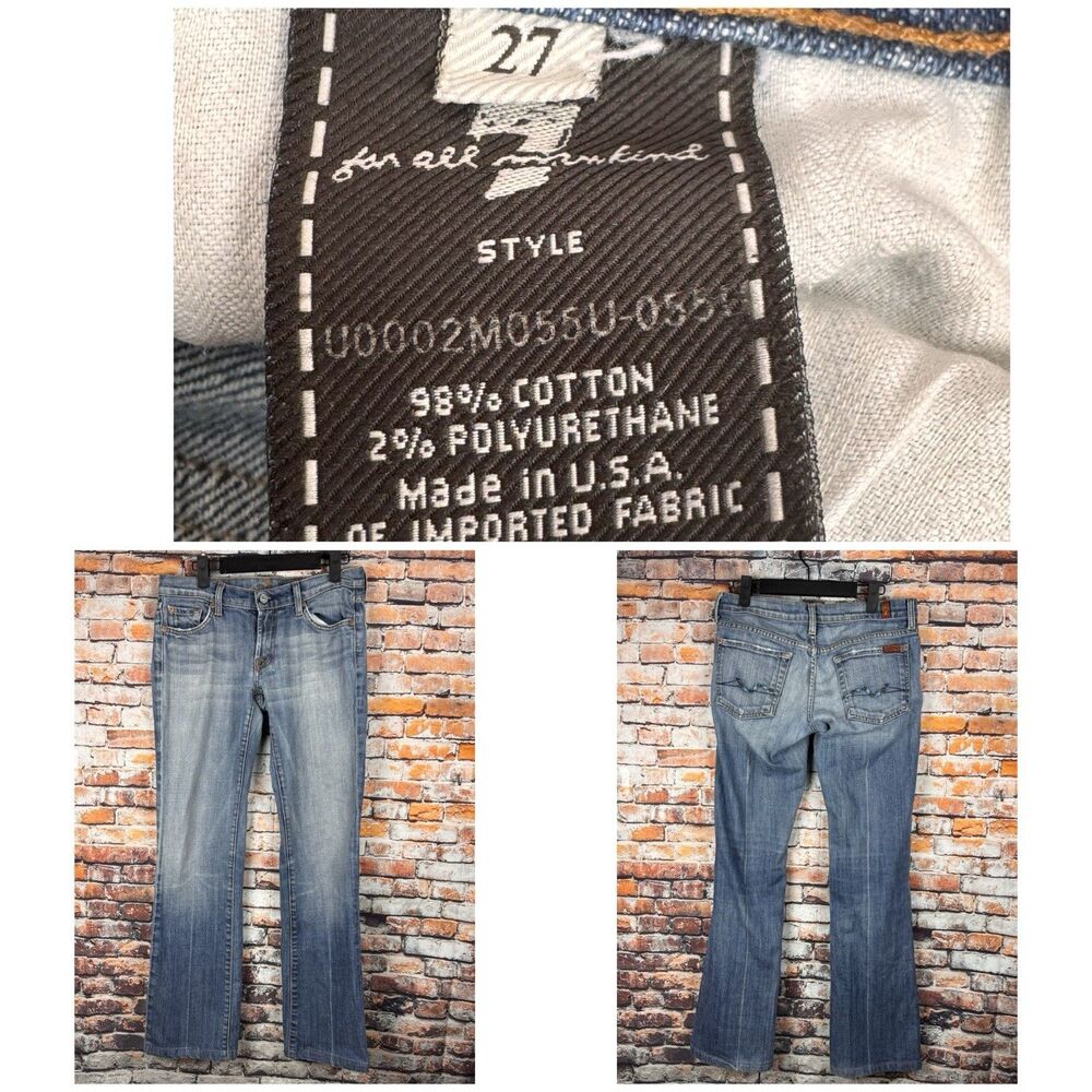 7 For All Mankind Y2K Bootcut Women's Blue Jeans Made in USA 27x30